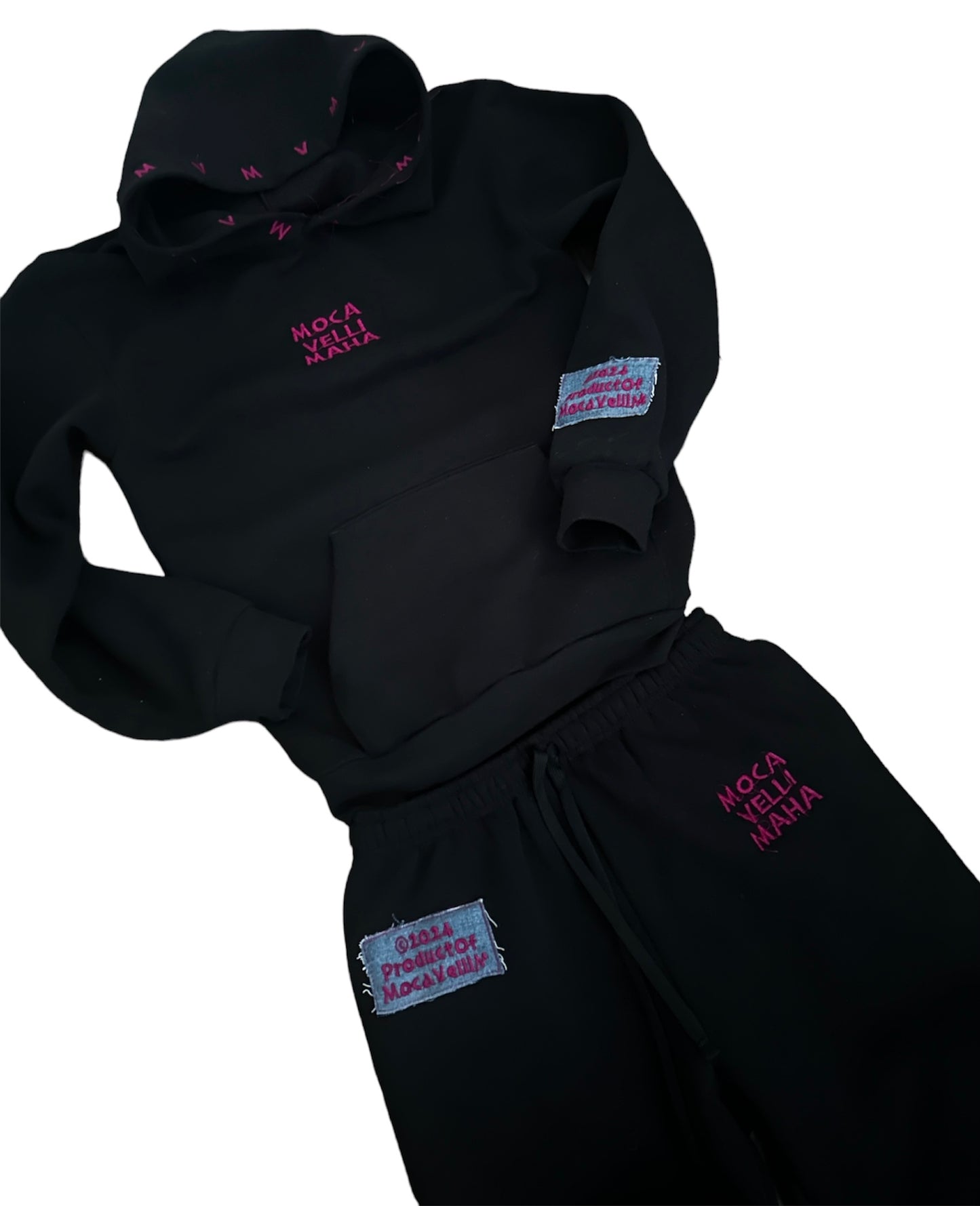 MVM Embroidered Pullover Set (NOIR&MAGENTA)