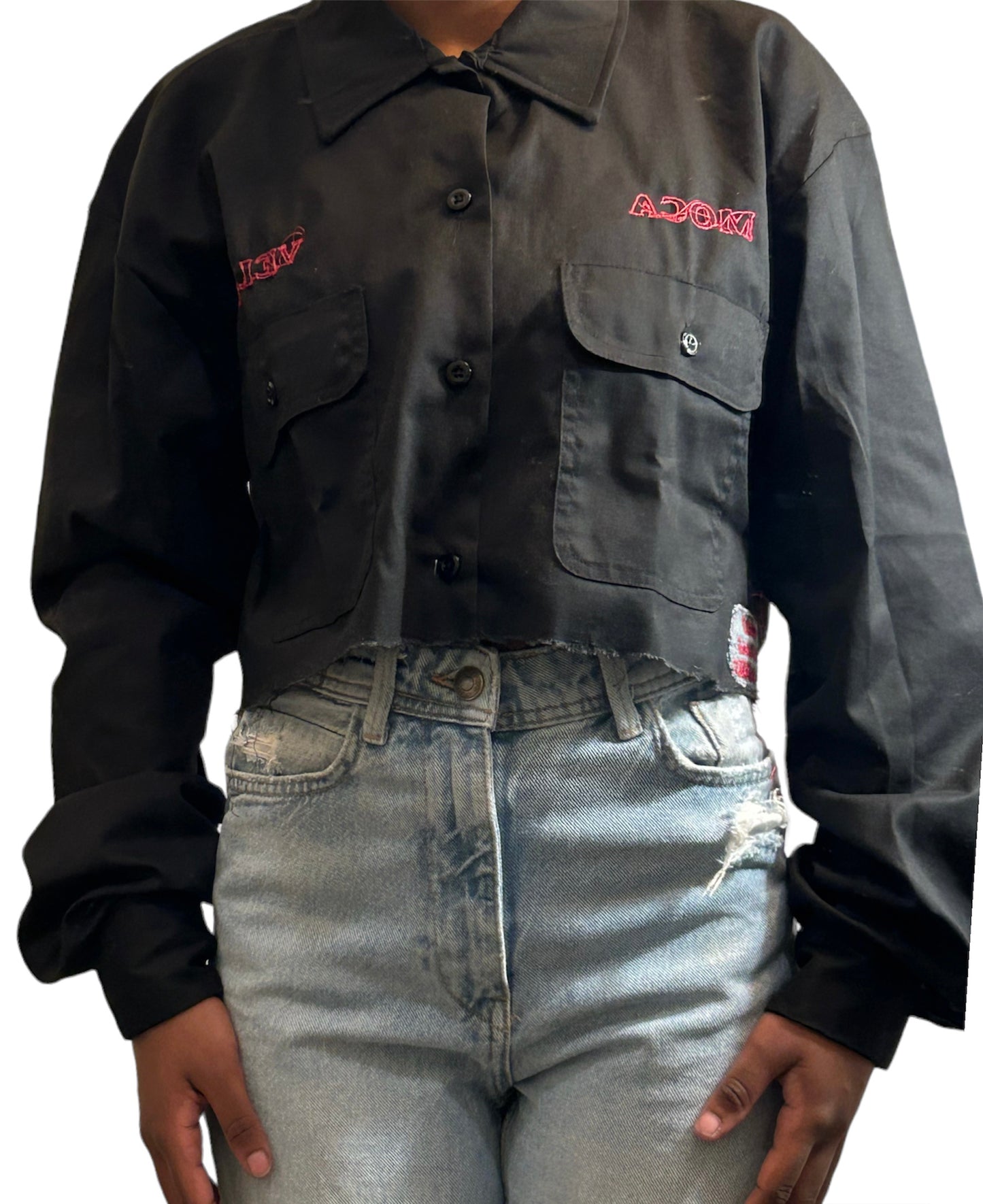 MVM Embroidered Cropped Button Up(long-sleeve)