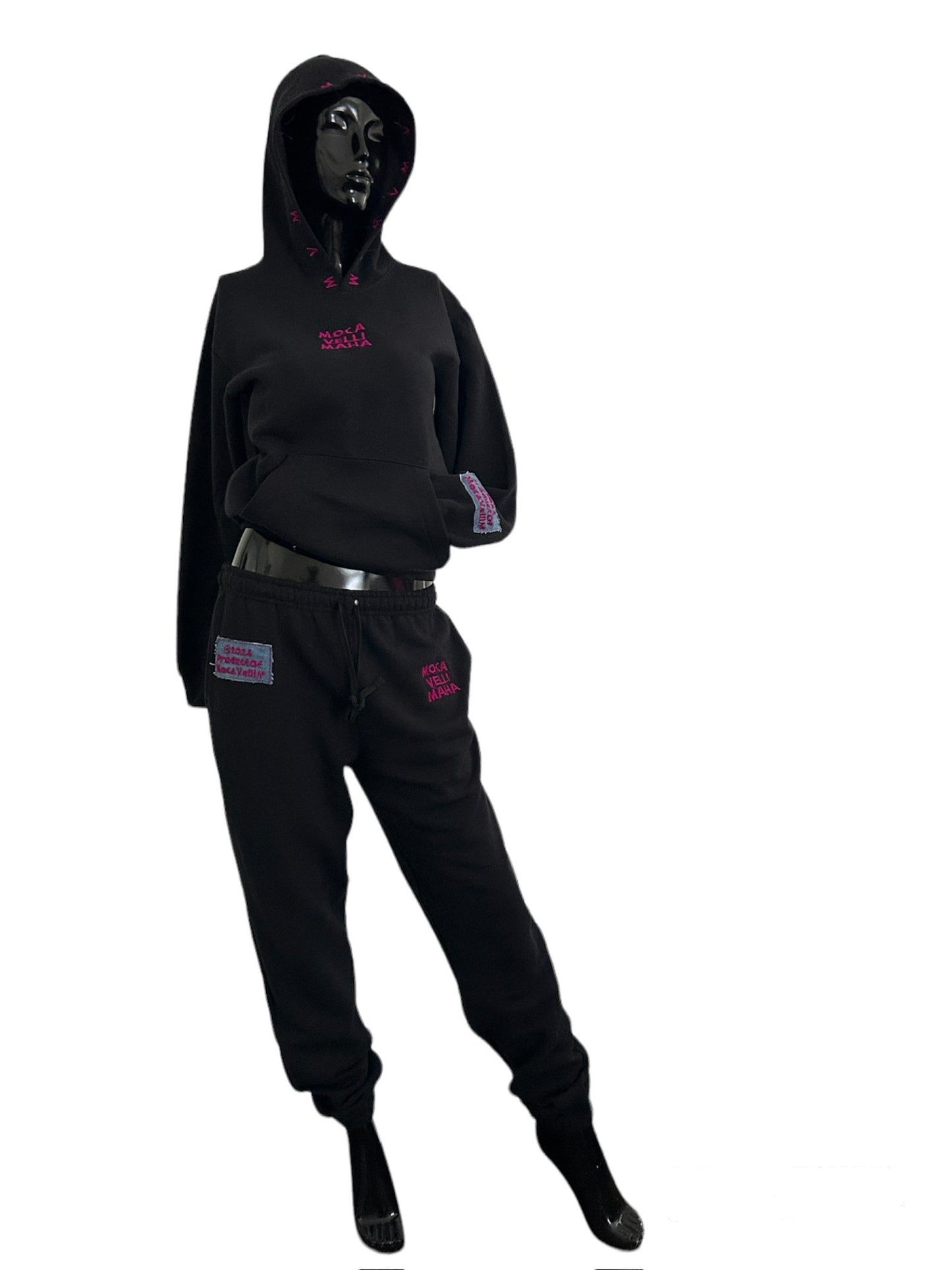 MVM Embroidered Pullover Set (NOIR&MAGENTA)