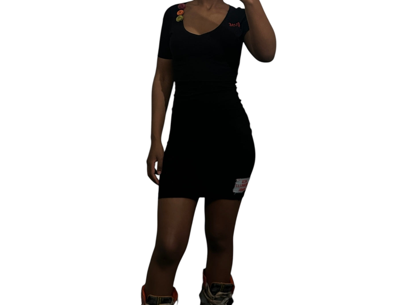 VELLI Beaded V-Neck Dress