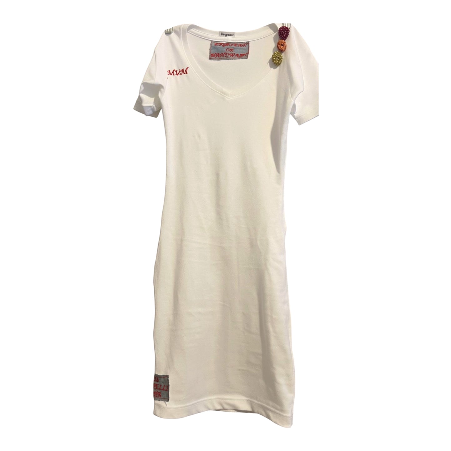 VELLI Beaded V-Neck Dress